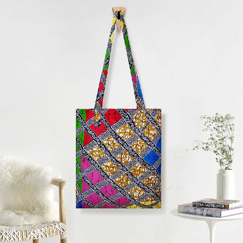 Handle bags with sturdy canvas for longevity -Customized Printed Eco-friendly 100% Cotton African Handbag Ankara Wax Print Reusable Shopping Bags Tote Bag