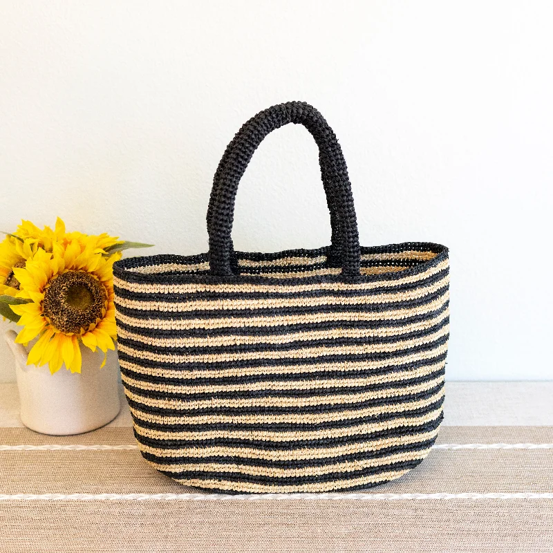 Handle bags with chevron designs for trend -Elena Handbags Raffia Summer Beach Striped Straw Tote Bag