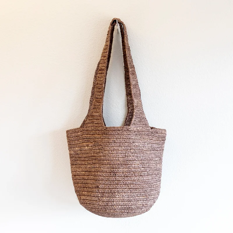 Handle bags with reinforced stitching for durability -Elena Handbags Brown Raffia Summer Beach Straw Shoulder Tote Bag