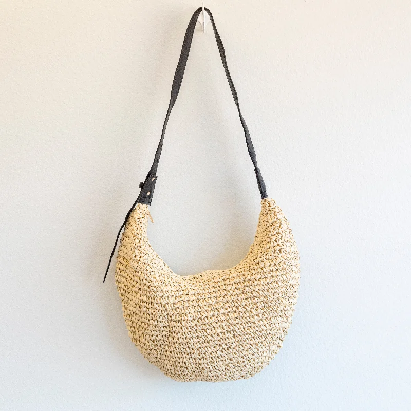 Handle bags with wide openings for access -Elena Handbags Medium Size Straw Croissant Crossbody Bag