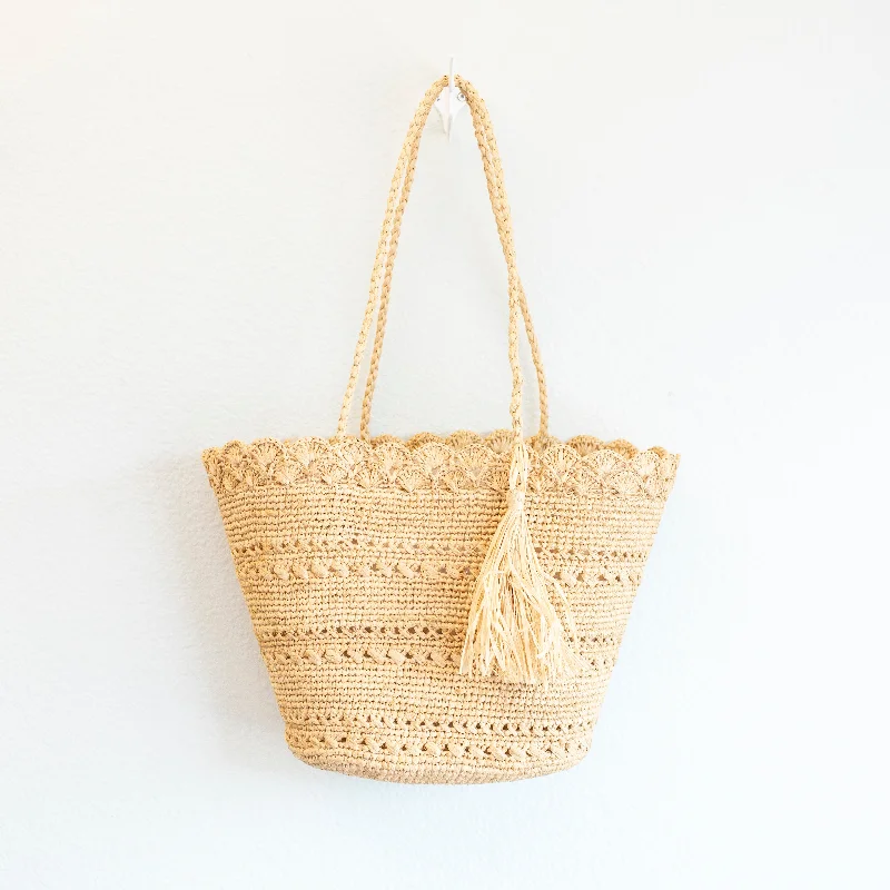 Handle bags with floral embroidery for detail -Elena Handbags Summer Fashion Raffia Basket Bag