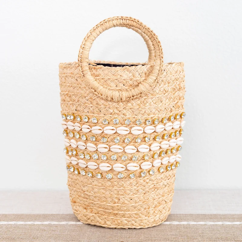 Handle bags with polka dots for fun -Elena Handbags Summer Raffia Straw Beach Basket Handbag