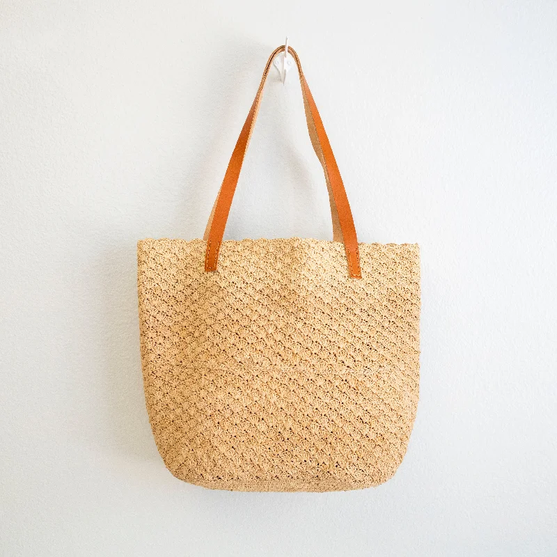 Handle bags with sleek zippers for closure -Elena Handbags Women's Soft Raffia Woven Summer Straw Tote