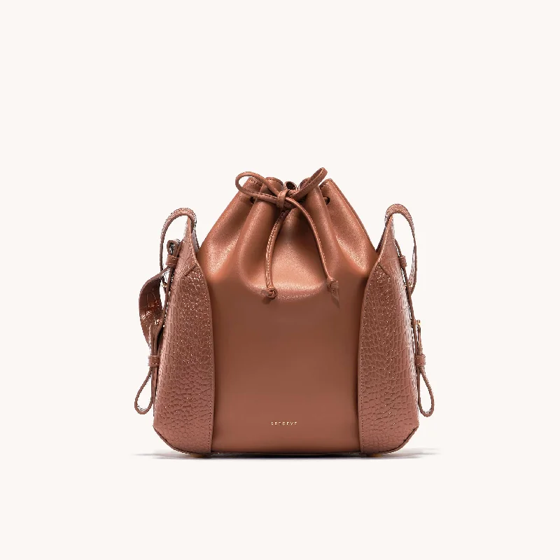 Handle bags with soft velvet for luxury -Fiore Bucket Bag - Vegan Misto