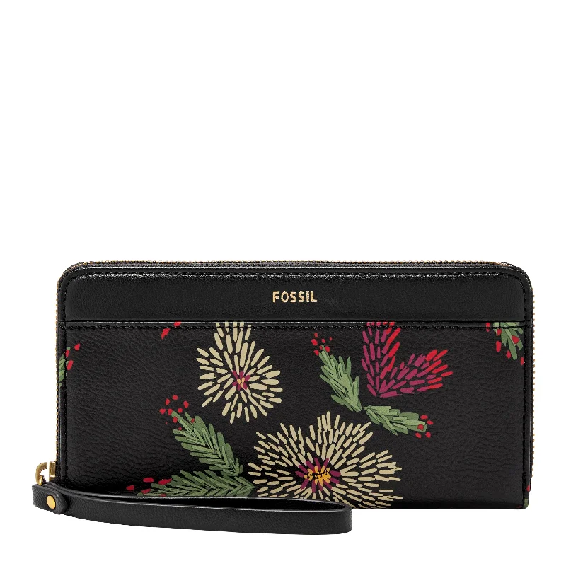 Handle bags with soft velvet for luxury -Fossil Women's Jori Printed PVC Zip Clutch