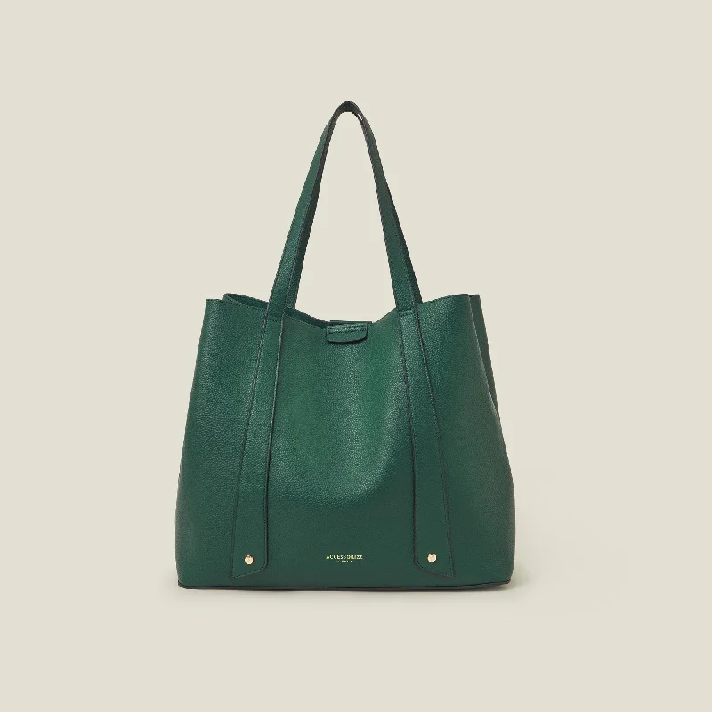 Handle bags with durable hemp for sustainability -Green Soft Faux Leather Shoulder Bag