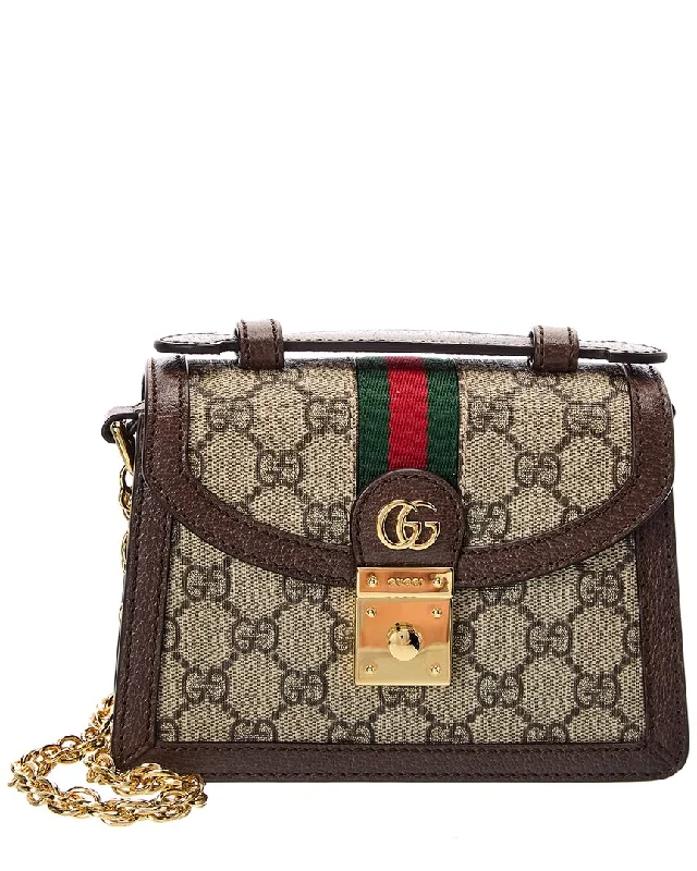 Handle bags with drawstring accents for style -Gucci Ophidia Mini GG Supreme Canvas & Leather Shoulder Bag