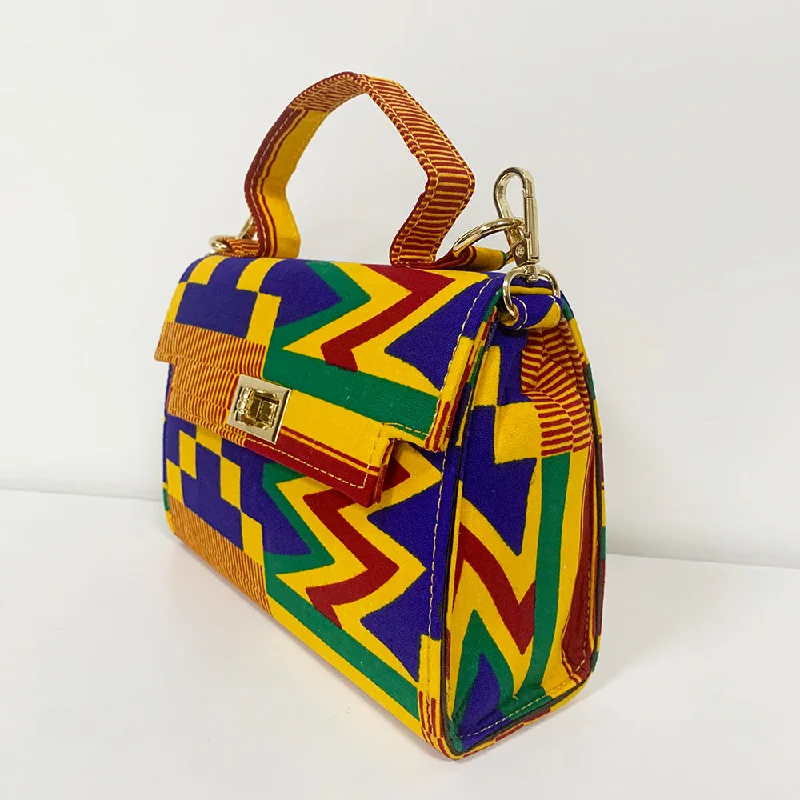 Handle bags with sleek zippers for closure -High Quality Fashion Ladies Handbag African Print Tote Bag Handle Style Elegant Trendy Accessories