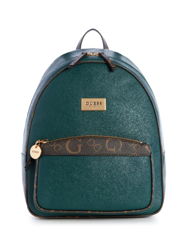 Handle bags with sleek hardware for sophistication -Keera Logo Trim Backpack