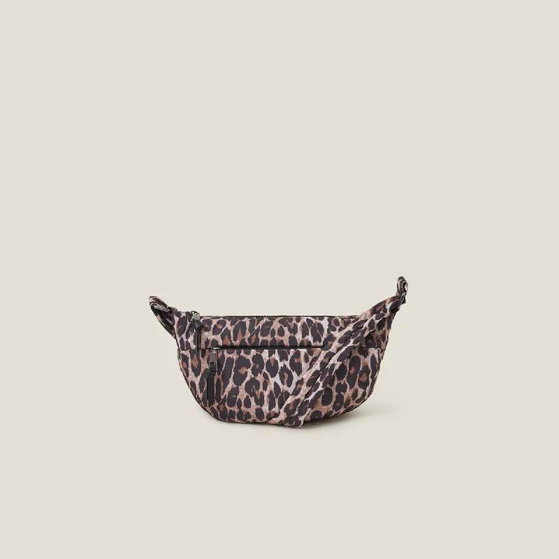 Handle bags with bold stripes for trendiness -Leopard Print Recycled Nylon Sling Bag