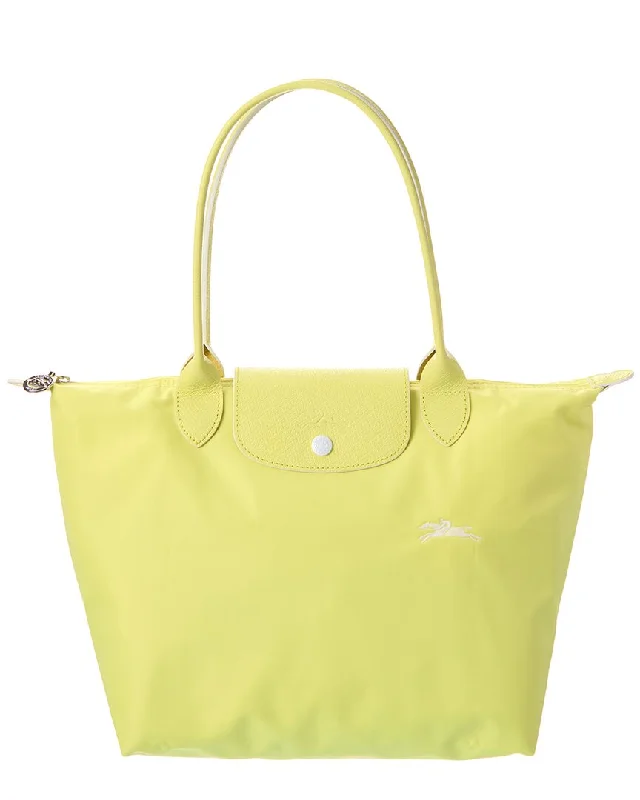 Handle bags with padded interiors for laptops -Longchamp Le Pliage Club Small Nylon Long Handle Tote