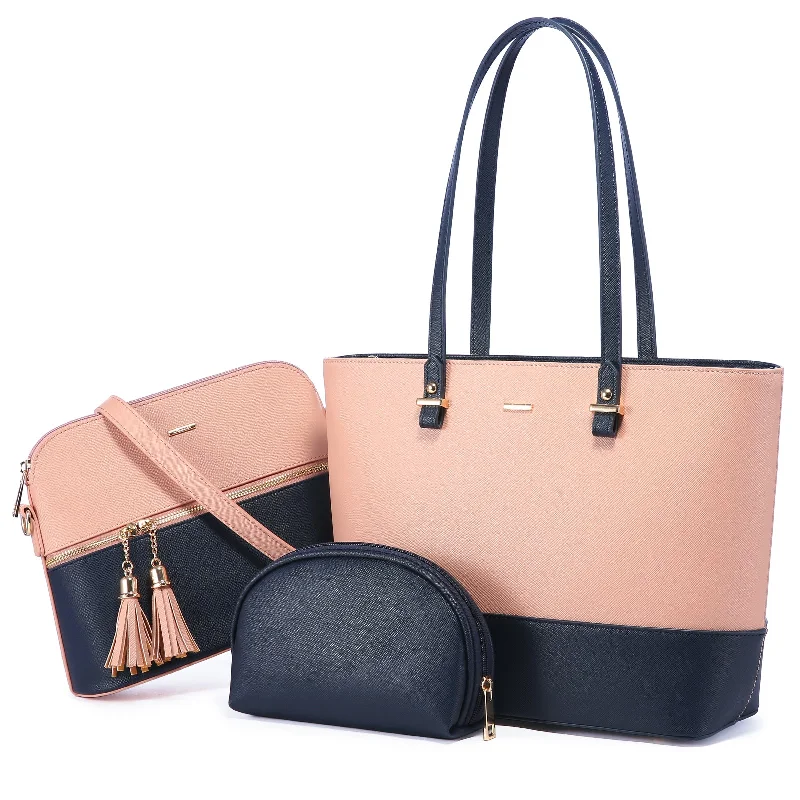 Handle bags with soft leather for luxury -LOVEVOOK 2022 Luxury Designer Leather Women's Purse and Handbags 3 in 1 Hand Bags Set Ladies Shoulder Tote Bag Women Handbags