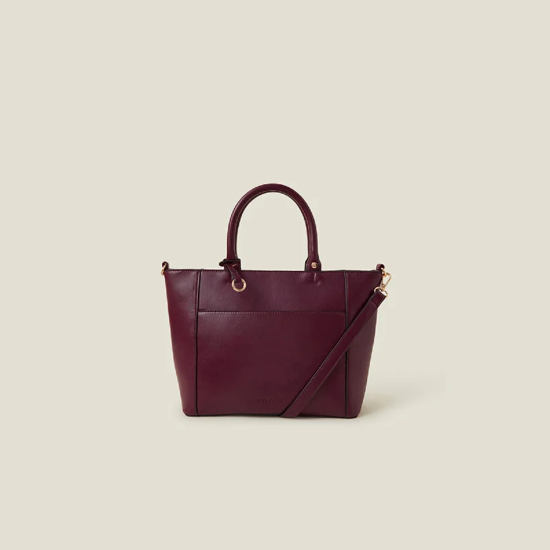 Handle bags with vibrant colors for boldness -Maroon Monica Faux Leather Handbag