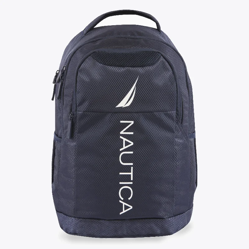 Handle bags with metallic finishes for shine -Nautica Mens Logo Backpack