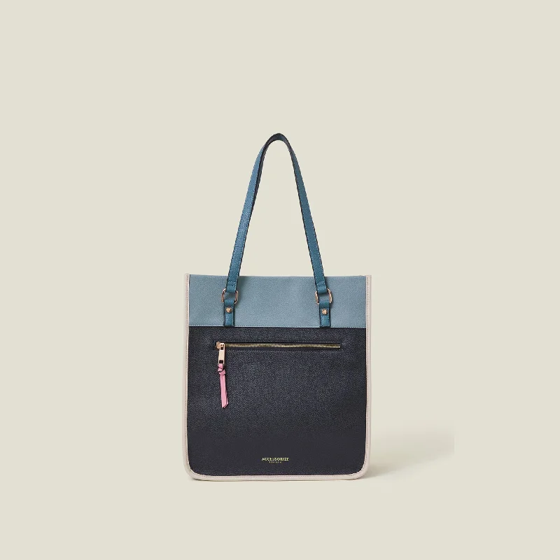 Handle bags with geometric patterns for modernity -Navy Blue Colour Block Shoulder Bag