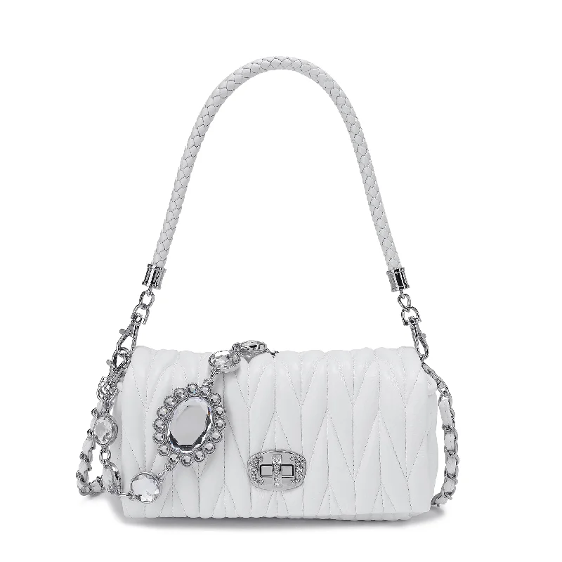 Handle bags with retro logos for charm -Pleated Sheepskin Shoulder Bag