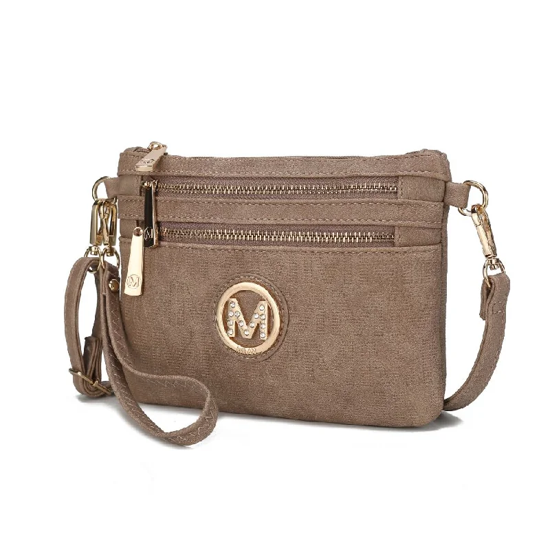 Handle bags with soft fabric for comfort -Roonie Milan “M” Signature Crossbody Wristlet