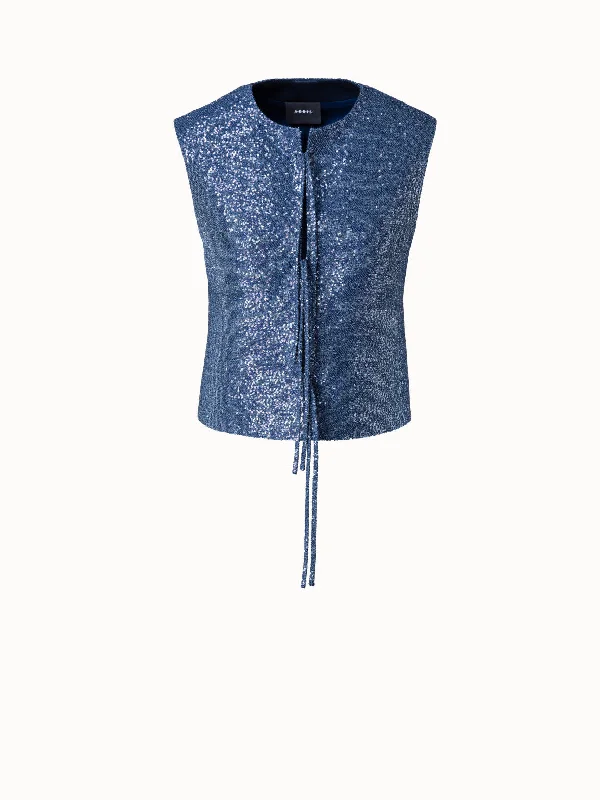 Handle bags with tropical prints for summer -Sequins Vest in Wool Blend