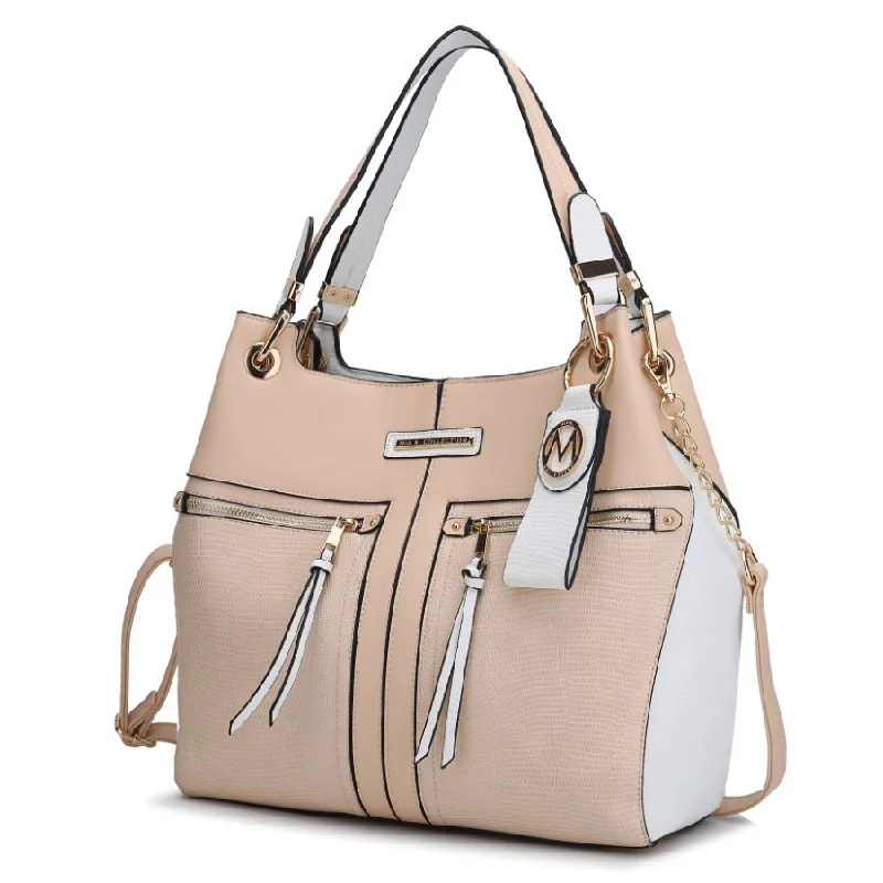 Handle bags with sleek hardware for sophistication -Sofia Vegan Leather Tote with Keyring