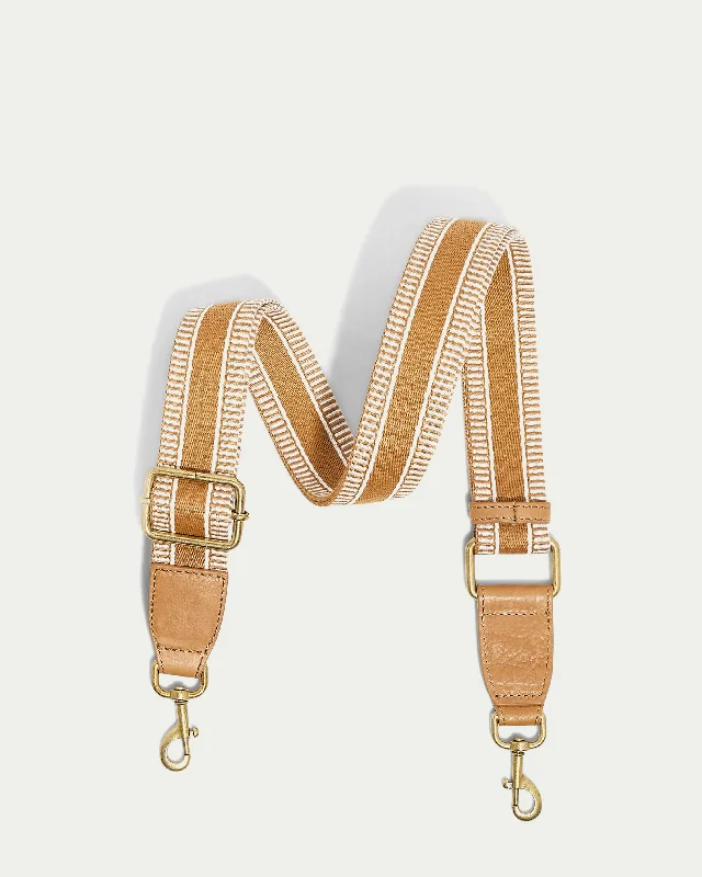 Handle bags with suede accents for texture -Striped Web Strap