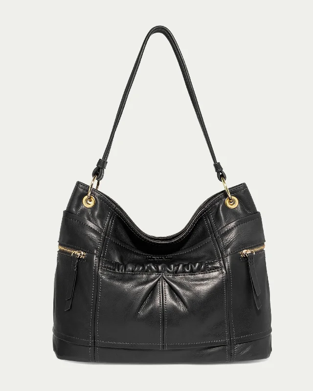 Handle bags with elegant gold-tone hardware -Tenafly Hobo