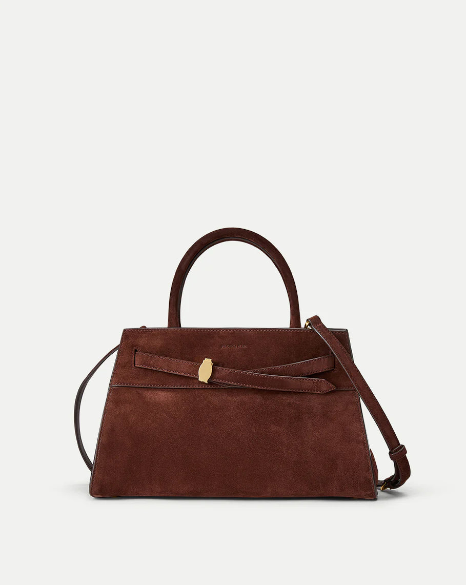 Handle bags with lightweight nylon for ease -Suede Dash Bag Chestnut