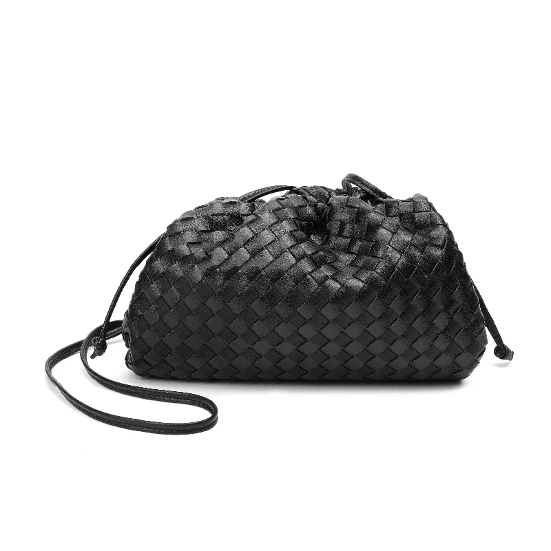 Handle bags with hidden pockets for security -Tiffany & Fred Full Grain Woven Leather Pouch/ Shoulder/ Clutch Bag