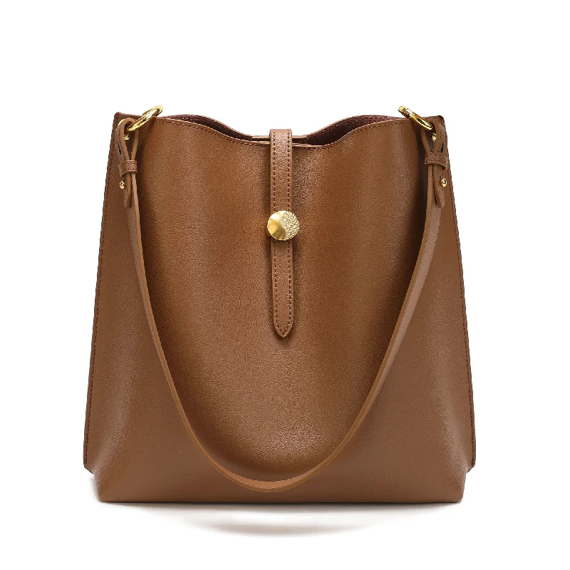 Handle bags with floral embroidery for detail -Tiffany & Fred Smooth Leather Shoulder Bag