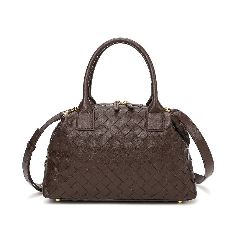 Handle bags with sturdy canvas for longevity -Tiffany & Fred Woven Leather Large Satchel/Shoulder Bag