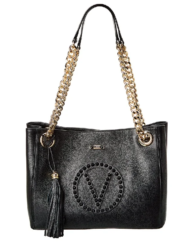 Handle bags with soft linings for protection -Valentino by Mario Valentino Luisa Rock Leather Shoulder Bag