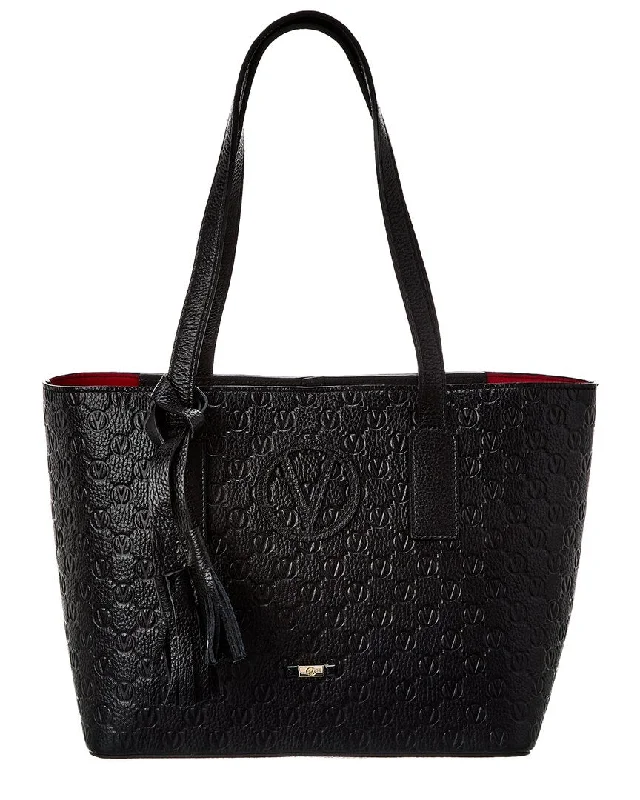 Handle bags with sleek silhouettes for fashion -Valentino by Mario Valentino Prince Medallion Leather Tote