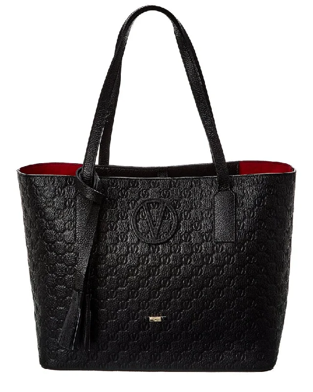 Handle bags with soft fabric for comfort -Valentino by Mario Valentino Soho Medallion Leather Tote