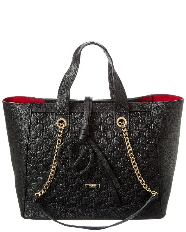 Handle bags with spacious interiors for storage -Valentino by Mario Valentino Sophie Medallion Leather Tote