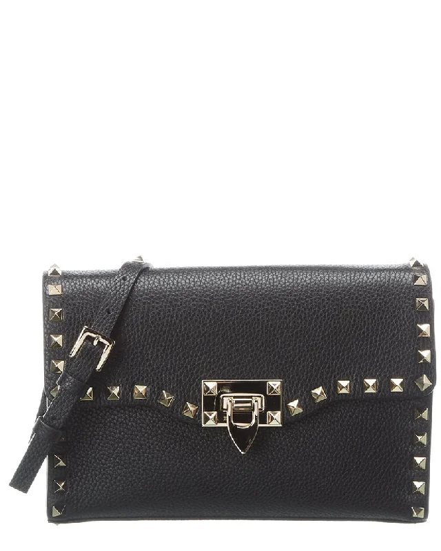 Handle bags with holiday themes for festivities -Valentino Rockstud Small Grainy Leather Crossbody