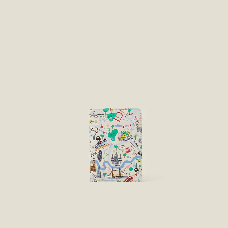 Handle bags with soft fabric for comfort -White London Map Passport Holder