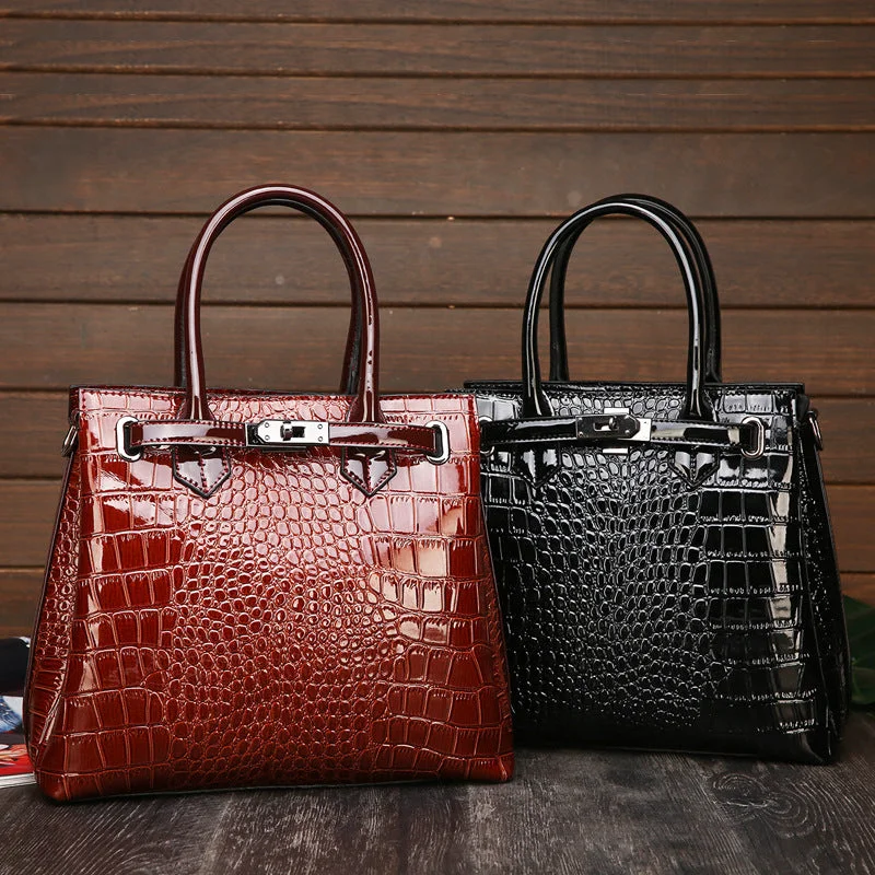 Handle bags with sleek hardware for sophistication -Wholesale Elegance Stylish Snake Embossed Luxury Purse Sling Messenger Bag Crocodile PU Leather Tote Bag Ladies Women's Handbags